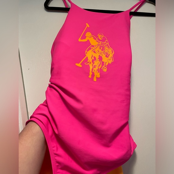 US Polo Assn Hot Pink One Piece Bathing Suit with Orange Size Large - Picture 13 of 15